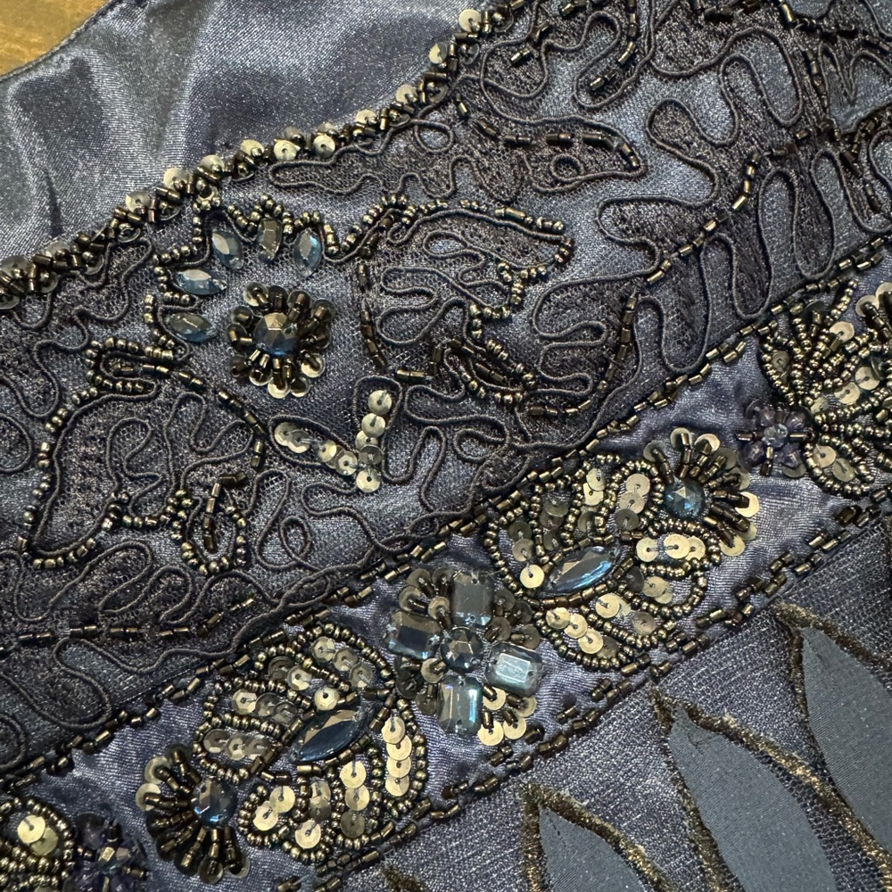 Sue Wong Blue Ruffled Embellished Mini Dress - Picture 5 of 5